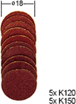 Produktbild von Proxxon Schleifscheiben Ersatz18mm für Gummiteller, je 10 Stück Korn 120 + 150