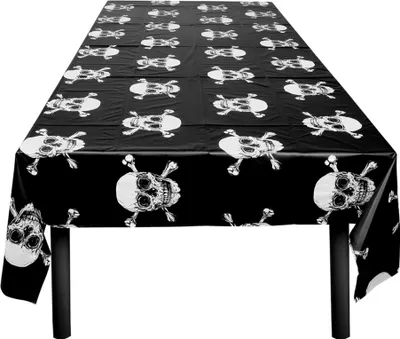 Obrázok produktu pre Obrus Jolly Roger dekorácia na detskú narodeninovú oslavu čiernobiely 130x180 cm -