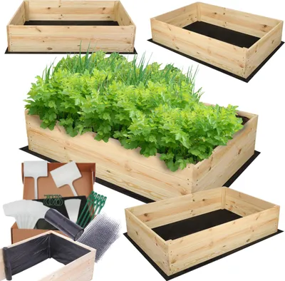 Produktbild von MODO24 Hochbeet Holz, Pflanzkasten, Massivholz, Kiefer, Kräuterbeet, Blumenkasten, Garten, Terrasse, 27x103x90 cm, Natur, ZP06