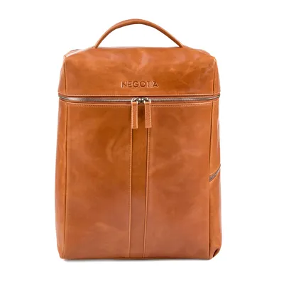 Immagine prodotto di Negotia Kova Zaino in pelle, 15,6 pollici, color cognac – Zaino per laptop, zaino da lavoro, zaino in vera pelle per uso quotidiano