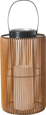 Produktbild von BELIANI Laterne Solar LED Braun Kunststoff u. Metall Geflochten Wiederaufladbar mit Tragegriff Outdoor & Indoor Boho Gartenlaterne Solarlaterne