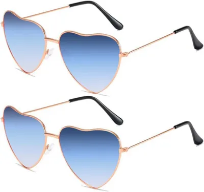 Produktbild von Herz Party Brille, 2 Paar Herz Partybrillen, Heart Shaped Brille, Sonnenbrille Herzform, Lustige Brille für Fasching Foto Requisiten Geburtstags