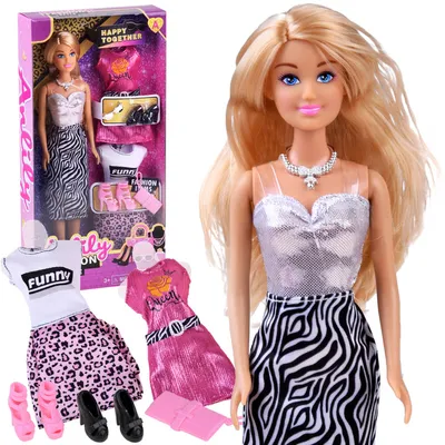 Produktbild von jokomisiada Puppe, ca. 30 cm, langes blondes Haar, zum Stylen, Ankleiden & Frisieren, mit 6 Zubehörteilen und Anlily Puppenkleidern, ZA4303, in Geschenkverpackung