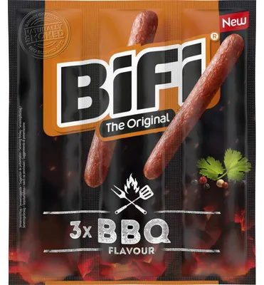 Produktbild von Bifi BBQ Geschmack 3er Pack, 3 x 60g würzige Snack-Salami mit Barbecue-Aroma