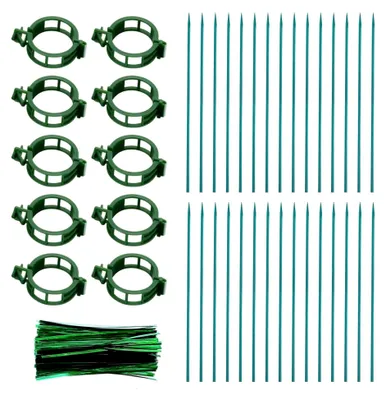 Produktbild von 30 Pflanzenstäbe, 100 Nylon-Kabelbinder und 10 Pflanzenklammern, Gartenbedarf, Werkzeuge zur Pflanzenunterstützung