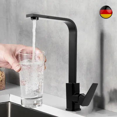 Produktbild von 360° Drehung Küche Küchenarmatur Wasserhahn Spültisch Mischbatterie Schwarz