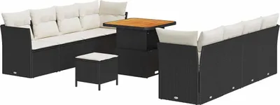 Immagine prodotto di vidaXL Set di divani da giardino 11 pezzi in polirattan nero