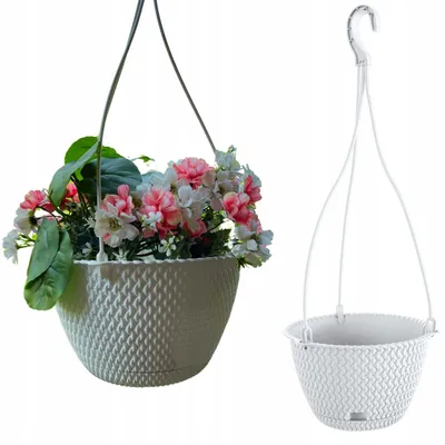 Produktbild von DTU24 Hänge-Blumentopf 27cm weiß Rattan-Optik