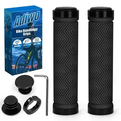 Zdjęcie produktu dla Ergonomiczne, antypoślizgowe uchwyty do roweru, uniwersalne, o średnicy 22,2 mm, czarne, wykonane z gumy TPE