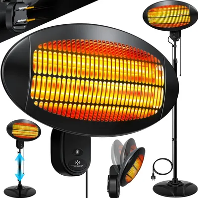Produktbild von Kesser Infrarot Terrassenheizstrahler, 2000 Watt, Edelstahl, 120-210 cm, 3 Quarzheizelemente, extrem leise, Kippschutzschalter