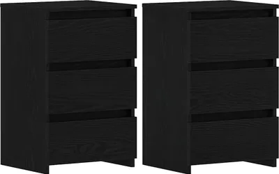 Obrázok produktu pre Nočný stolík so zásuvkou 2 pcs Čierny dub 40 x 35 x 62,5 cm