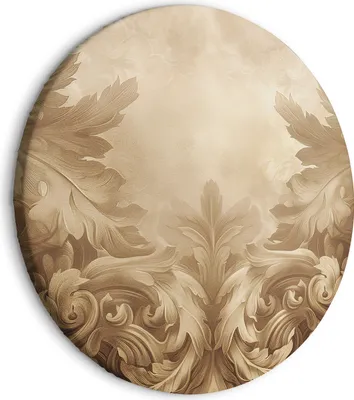 Produktbild von Italienischer Leinwand Rundes Bild - Carved Baroque Ornaments Rich Composition in Sepia Colors 80x80 cm Muster f-H-10018-bc-a