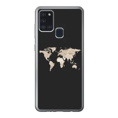 Produktbild von MuchoWow® Handyhülle Schutzhülle Hülle für Samsung Galaxy A21s Weltkarte - Heu - Braun Silikon Softcase Handy Hülle - Hartschale