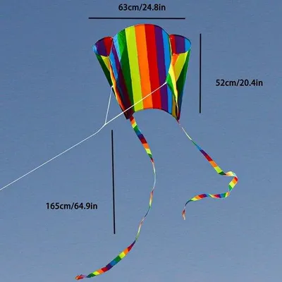 Productafbeelding van Regenboogvlieger, 32 inch - Kleurrijke vlieger voor onderweg - Lange staart - Buitenspeelgoed - 30 meter vlieglijn - Met transporttas