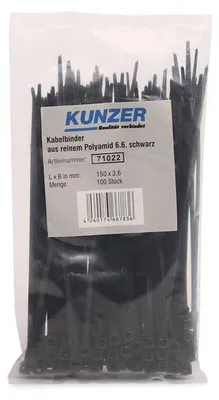Produktbild von 100x KUNZER Kabelbinder 71022 150mm 3,6mm