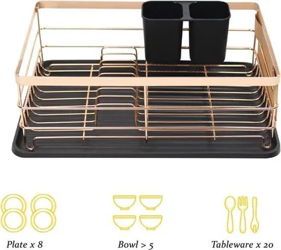 Obrázok produktu pre Medený odkvapkávač s držiakom na príbory a odkvapkávacou miskou 39 x 28 cm