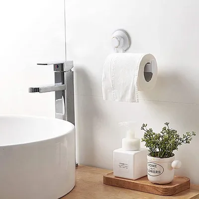 Toilettenpapierhalter - Badezimmerorganisation - Ohne Bohren - 14,5 cm - Weiß