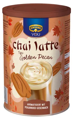 Produktbild von Krüger Golden Chai Pekannuss süße nussige Aromen Packung 250g