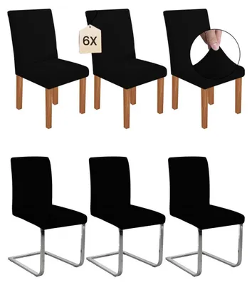 Produktbild von Stretch Stuhlhussen für Schwingstühle, abnehmbar, waschbar, 6er Set, Schwarz