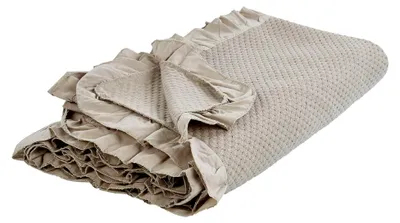Produktbild von Tagesdecke aus Baumwolle in Beige/Taupe 220 x 240 cm mit Rüschen