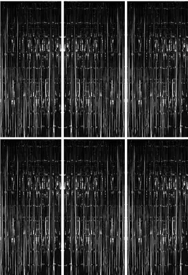 Produktbild von 6x Lametta Vorhang - schwarz - 91x244 cm