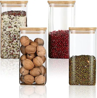 Produktbild von Luftdichte Vorratsbehälter-Set 4 Stück 1500ml für Getreide, Kräuter, Pasta