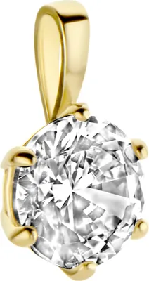 Produktbild von New Bling 9NBG-0202 Gold-Anhänger - Damen - Zirkonia - 6 mm - Solitär - 6-Fuß-Fassung - 14 Karat - Gold