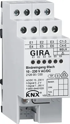 Immagine prodotto di Gira Binäreing. 6f 10 - 230 V AC/DC KNX REG, 1 pz.