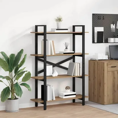 Image de Maison Exclusive - Étagère de bibliothèque, 4 niveaux, 100 x 33,5 x 140 cm, en panneaux de particules