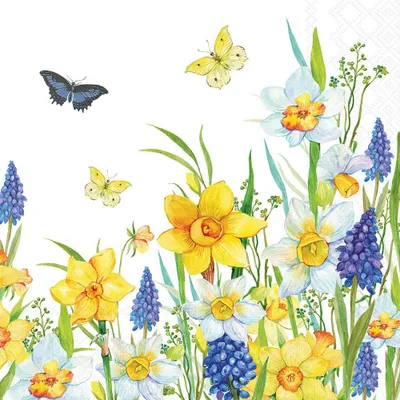 Produktbild von 20 Servietten Narcis and Muscari - Wiese von Narzissen und Muscari 33x33cm