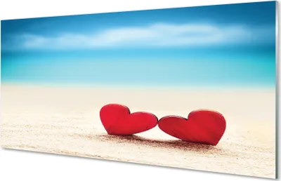 Produktbild von Glasbilder 120x60 Wandkunst Herz aus roten Sandmeer