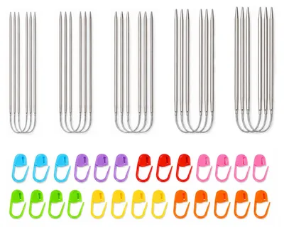 Rundstricknadel-Set, 15-tlg., 2,0–4,0 mm, 23 cm, mit 50 Maschenmarkierern