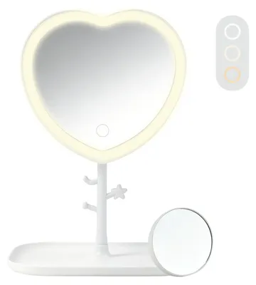 LED-Make-up-Spiegel mit 3 Lichtfarben, 1 Haupt- + 5x Vergrößerungsspiegel
