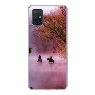 Produktbild von MuchoWow® Handyhülle Schutzhülle Hülle für Samsung Galaxy A71 Pferde - Nebel - Wald Silikon Softcase Handy Hülle - Kartenbesitzer