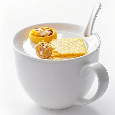 Bone China Frühstücksbecher 680 ml mit Deckel & Löffel