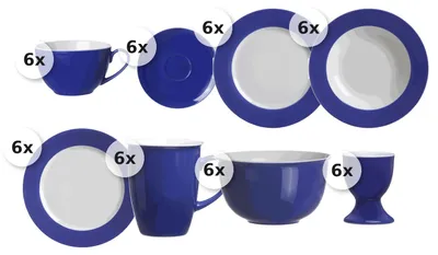 Produktbild von Kaffee- und Tafelservice 48 tlg. Doppio indigo-blau