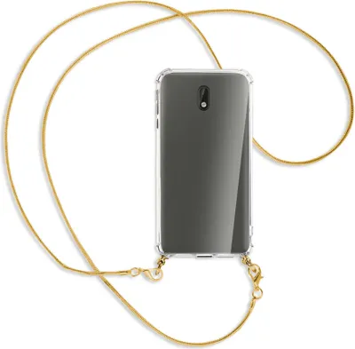 Produktbild von Handykette Backcover-Schutzhülle mit Band (Metall goldfarben) für Nokia 3 - goldfarbene Kette Snake