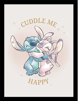 Image de Lilo & Stitch - Poster encadré "Cuddle Me" PM8598 (40 cm x 30 cm) (Rose/Bleu)