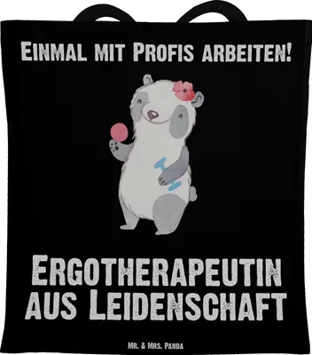 Produktbild von Mr. & Mrs. Panda Shopping Tasche Ergotherapeutin Leidenschaft - Schwarz - Geschenk, Laptoptasche, Spruch, Schultasche, Uni, Witzig, Tote Bag, Ausbildung, Beruf, Lustig