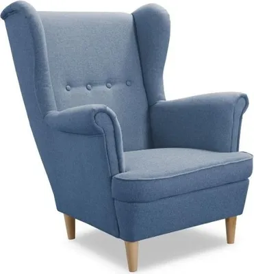 Produktbild von Easy4You Sessel Uszak Blau 82x100x86 cm, Relaxsessel, Skandinavischer Sessel, Moderner Polstersessel in Stoff Lux, Wohnzimmermöbel, Füße aus Holz