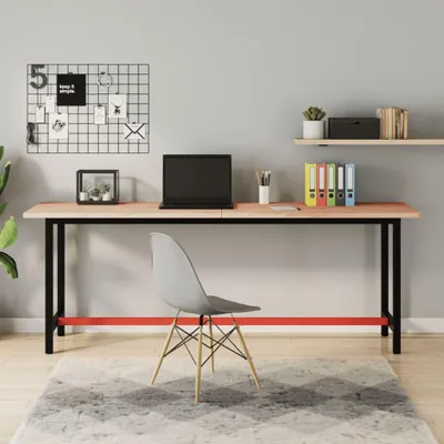 Zdjęcie produktu dla Stół warsztatowy 200x55x81,5 cm z litego drewna bukowego i metalu