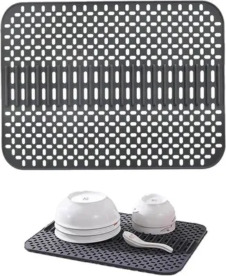 Image de Tapis en silicone résistant à la chaleur, noir, 43 x 32 cm, antidérapant, lavable au lave-vaisselle
