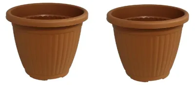 Productafbeelding van Bloempot Terra voor binnen & buiten - hoogwaardig kunststof - Ø 16 x H 13 cm - set 2 stuks