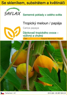 Obrázek produktu pro SAFLAX Kultivační sada - Tropický meloun / papája - Carica papaya - 30 Semena - S mini skleníkem, pěstebním substrátem a 2 květináči