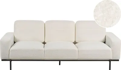Produktbild von BELIANI Sofa Cremeweiß Bouclé 3-Sitzer mit Breiten Armlehnen Dicken Sitzkissen Modern Couch Dreisitzer Wohnzimmer Büro Arbeitszimmer Möbel Sitzmöbel