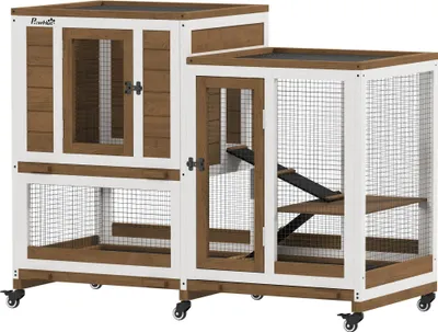 Obrázek produktu pro Dřevěná králíkárna - Vnitřní klec - Na 6 kolečkách, pojízdná - 110×50×86 cm - šedá