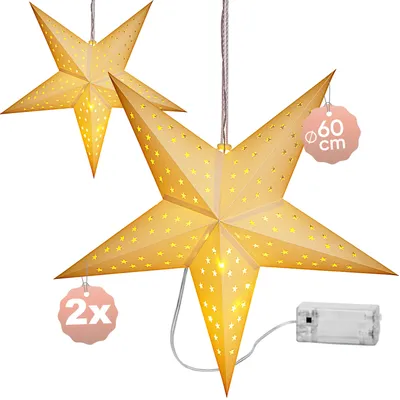 Produktbild von CASARIA® 2er Set LED Weihnachtsstern 60 cm mit 10 warmweißen LEDs, KI-generiertes Bild