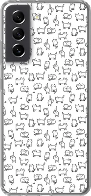 Produktbild von MuchoWow® Handyhülle Schutzhülle Hülle für Telefoonhoesje Samsung Galaxy S21 FE Mädchen - Katze - Muster - Mädchen - Kinder - Kinder Silikon Softcase Handy Hülle - Mobiltelefonhülle