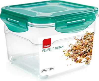 Productafbeelding van Ibili luchtdichte voedselcontainer, plastic, rechthoekig, transparant/groen