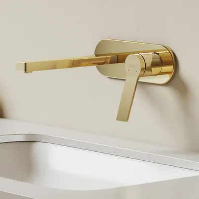 Immagine prodotto di EMKE Rubinetto da bagno 288x210x70mm miscelatore monocomando, rubinetto per lavabo caldo e freddo, miscelatore da parete per lavabo - oro champagne